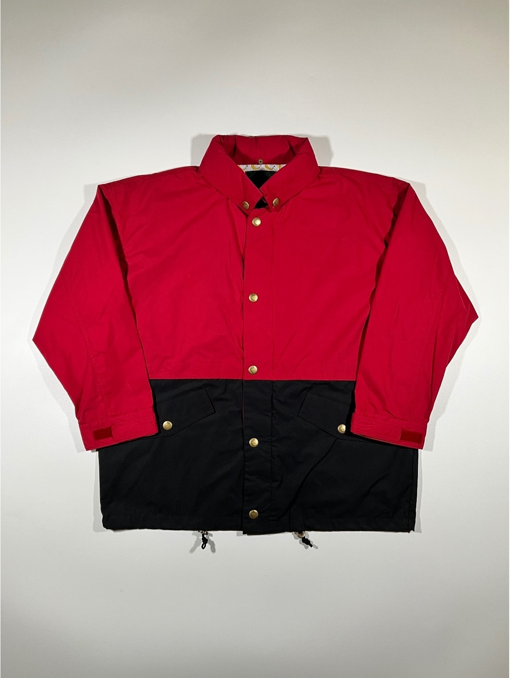 Vintage Luna Pier Colorblock Red Black Puffer Winter Jacket Men's XL Striped
